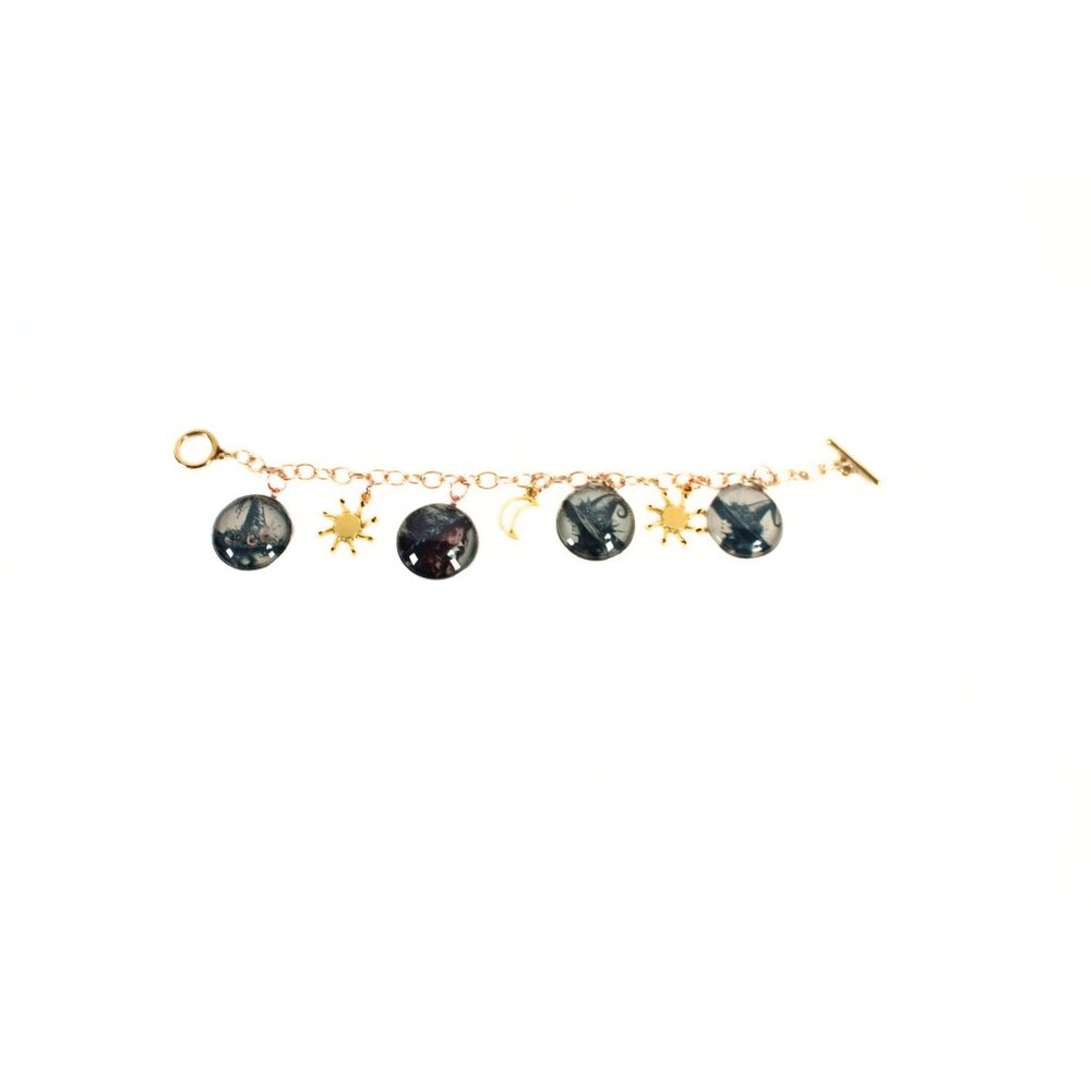🔨 Whimsigoth "Seasons of the Witches" Mixed Metal Charm Bracelet